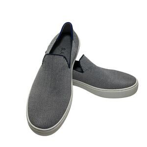 Rothy’s City Slip On Knit Sneakers Navy White Knit Washable Sustainable Size 8